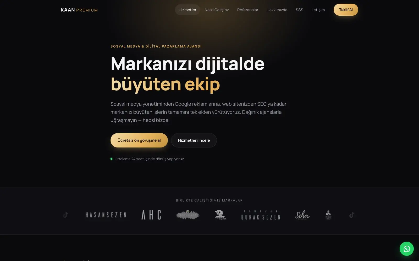 Kaan Premium ana sayfası.