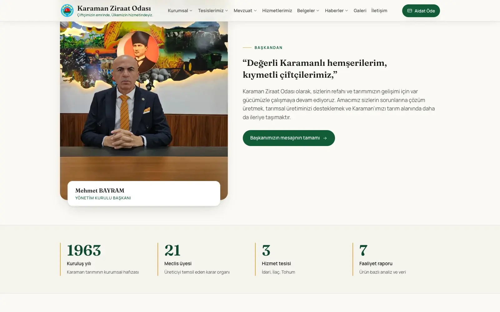 Karaman Ziraat Odası sitesinin devam eden bölümü.